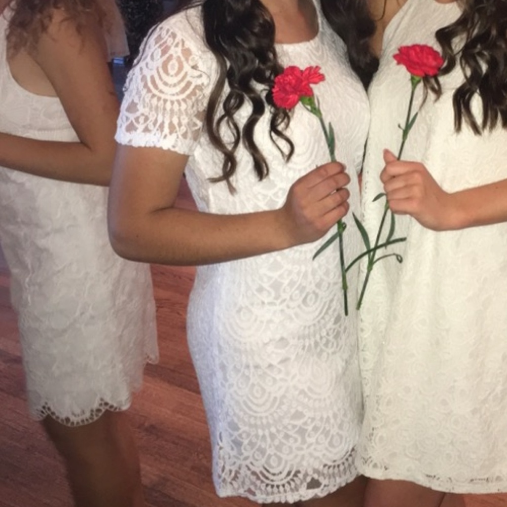 White lace T-shirt dress